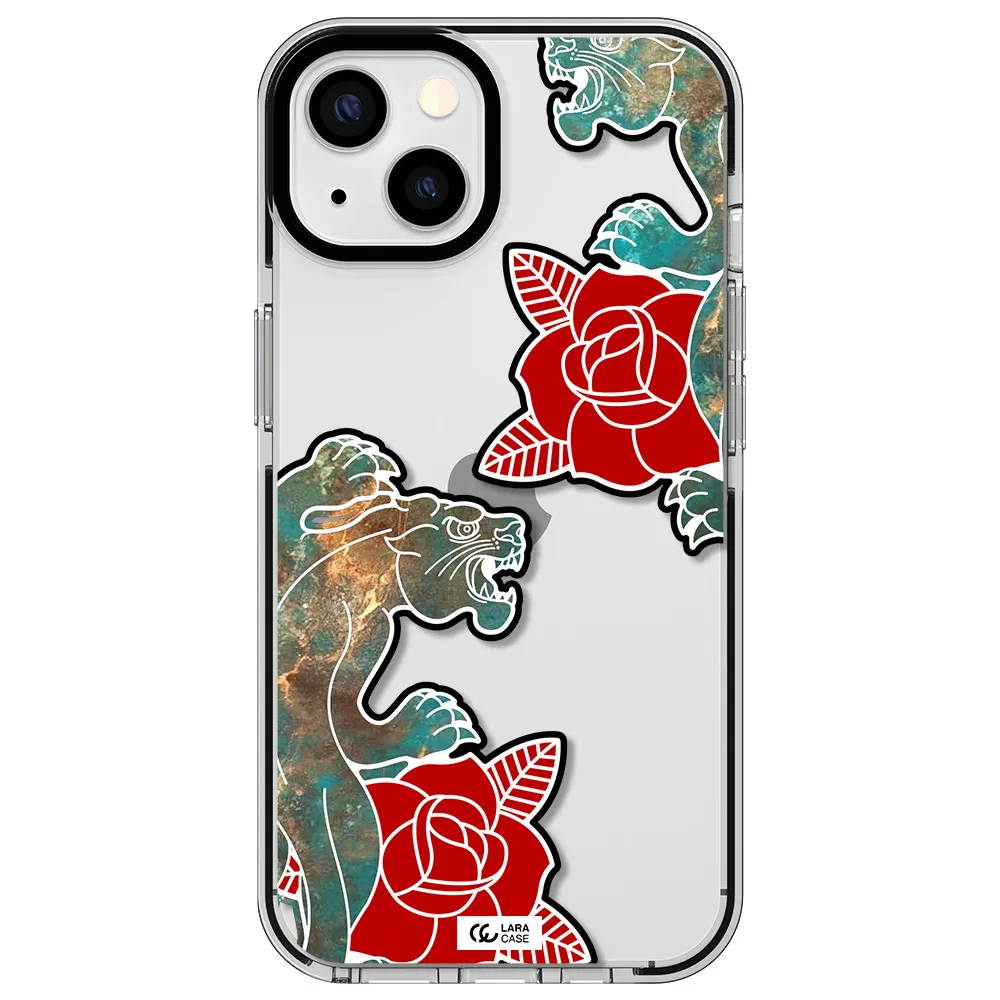 Black Panther Roses Apple iPhone 13 impact black border Case