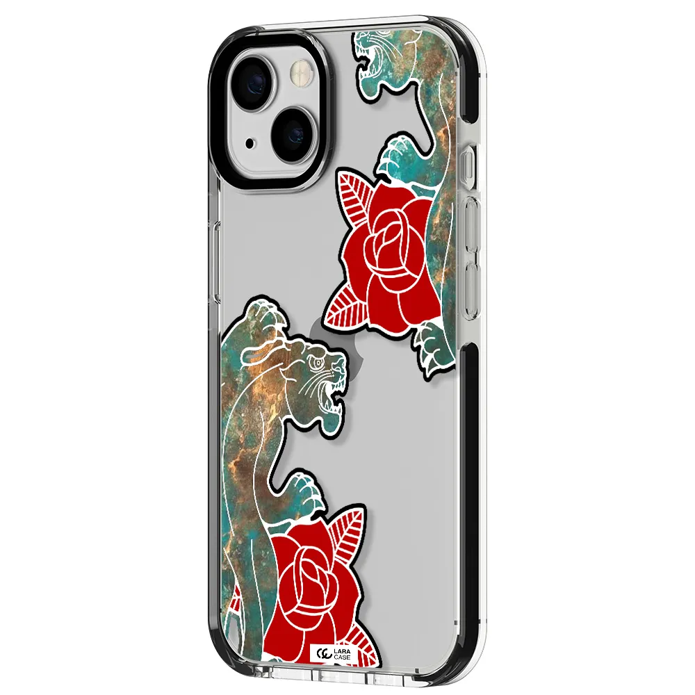 Black Panther Roses Apple iPhone 13 impact black border Case