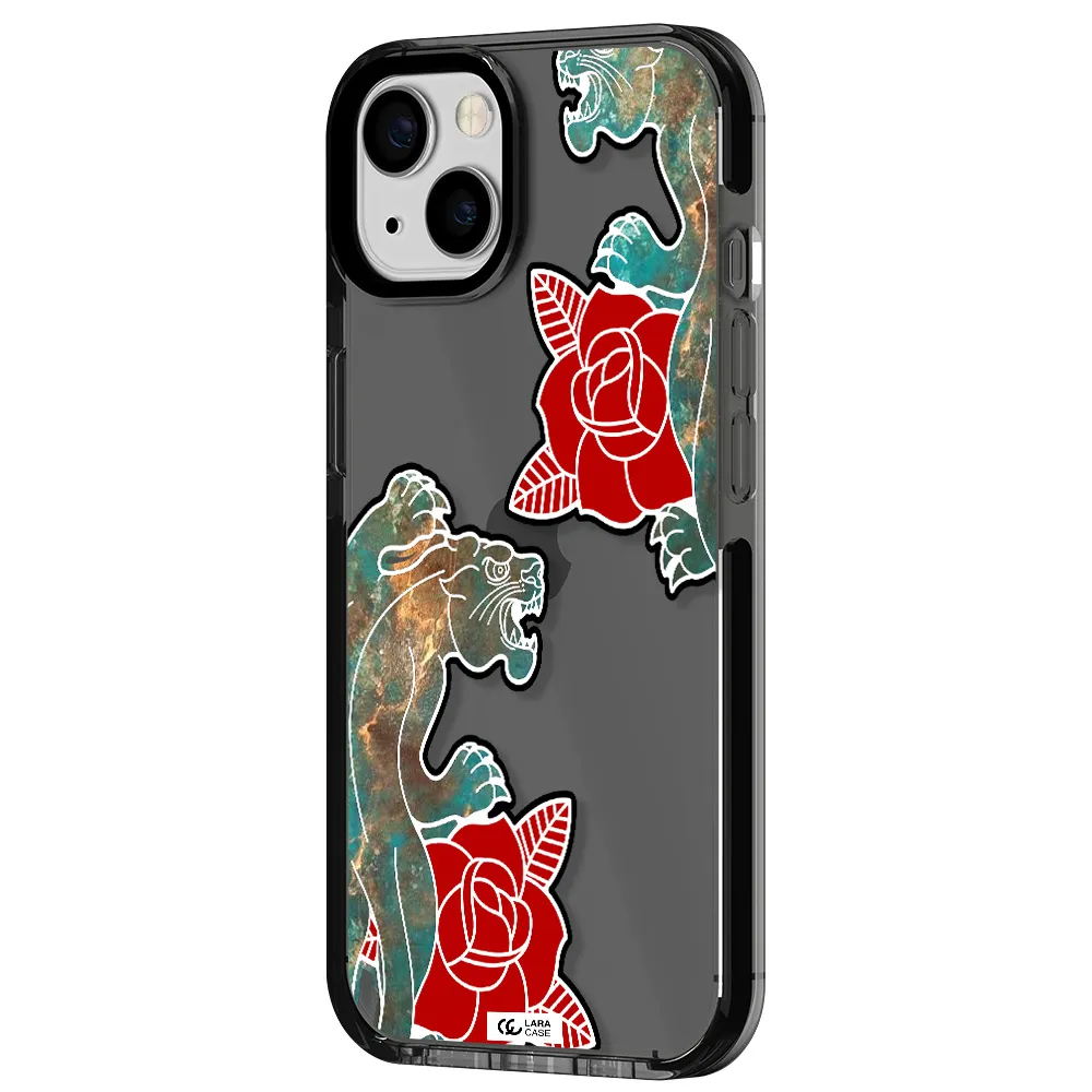 Black Panther Roses Apple iPhone 13 impact Smoke Black Case
