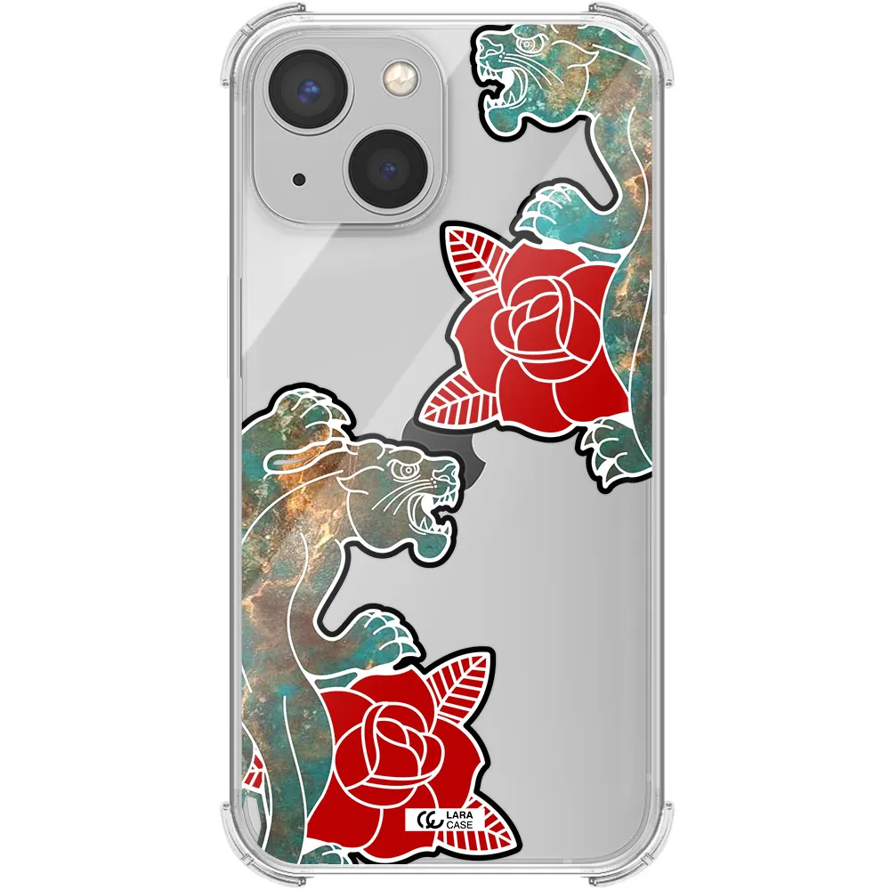 Black Panther Roses Apple iPhone 13 mini Clear PC Case