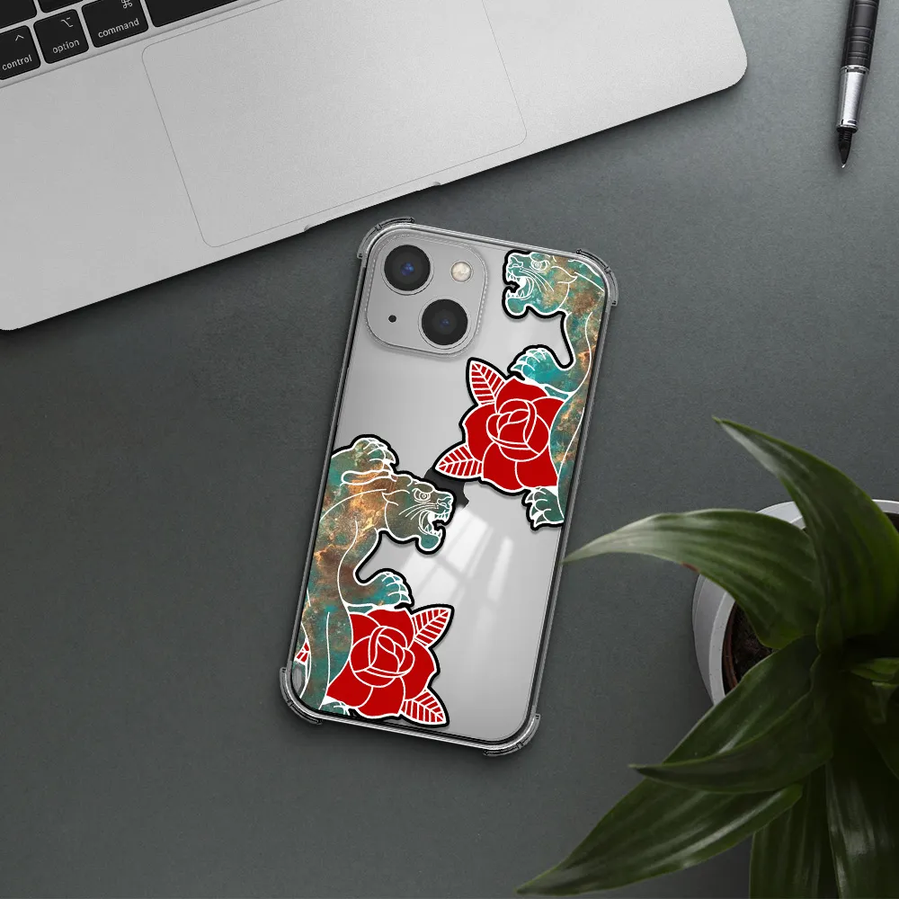 Black Panther Roses Apple iPhone 13 mini Clear PC Case