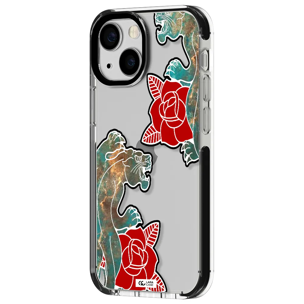 Black Panther Roses Apple iPhone 13 mini impact black border Case