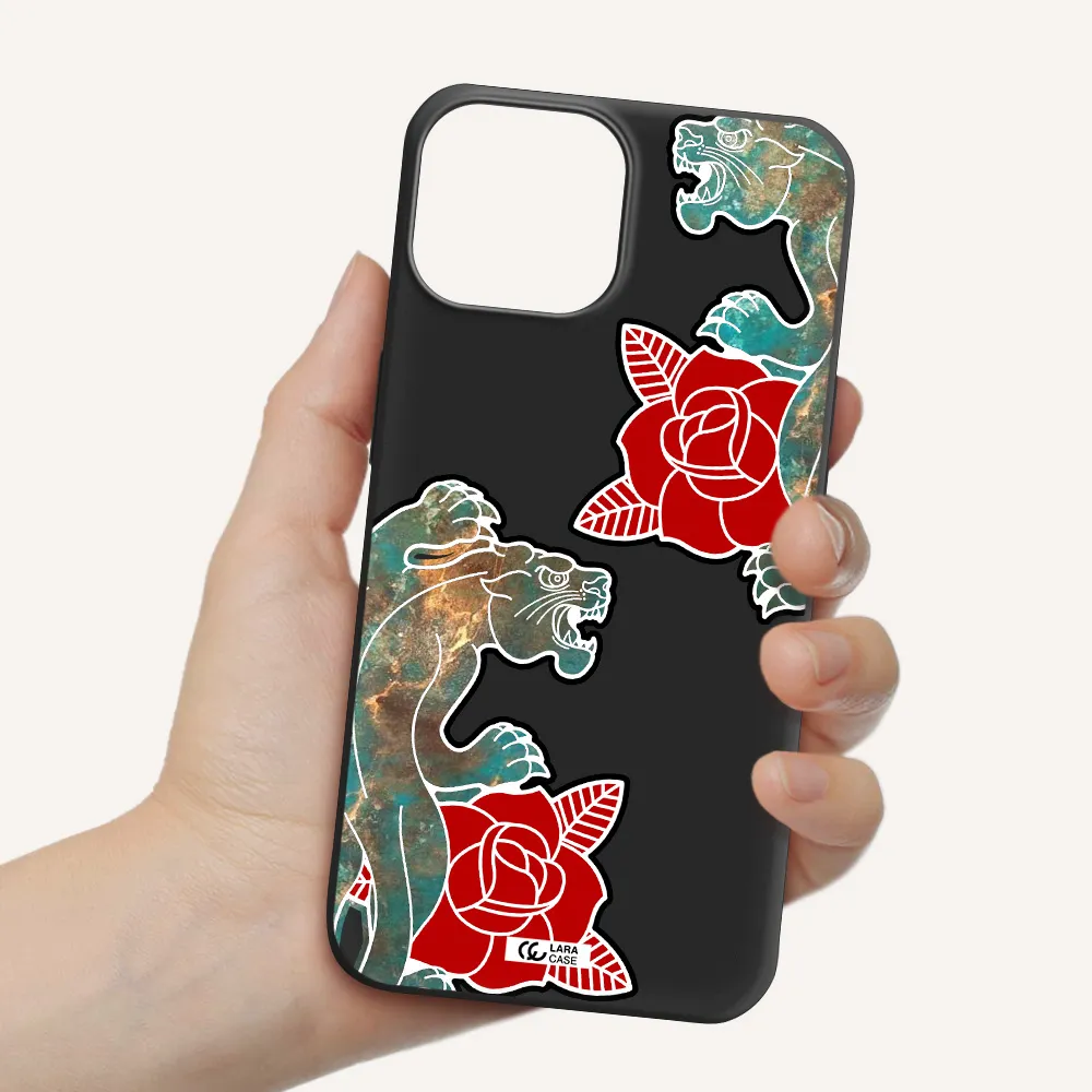Black Panther Roses Apple iPhone 13 mini Silicone black Case