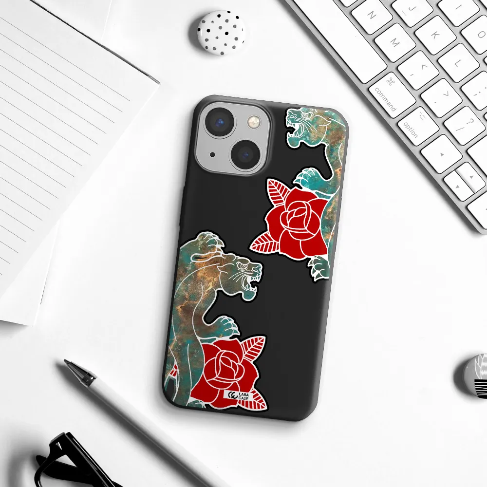 Black Panther Roses Apple iPhone 13 mini Silicone black Case
