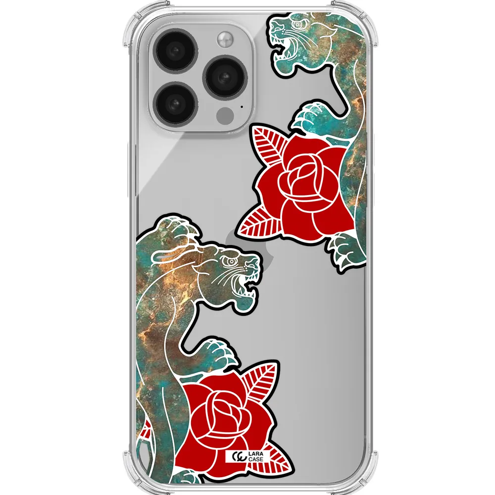 Black Panther Roses Apple iPhone 13 Pro Clear PC Case