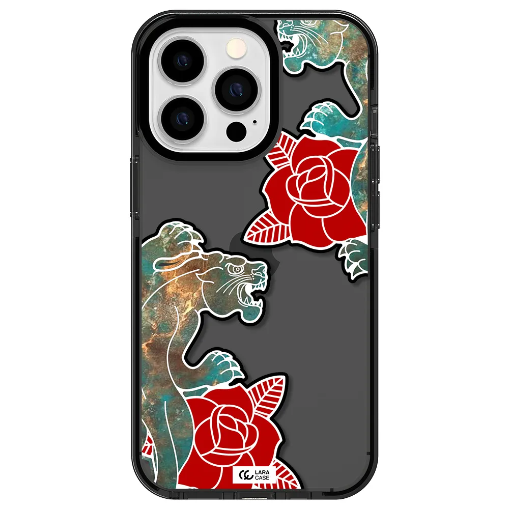 Black Panther Roses Apple iPhone 13 Pro impact Smoke Black Case