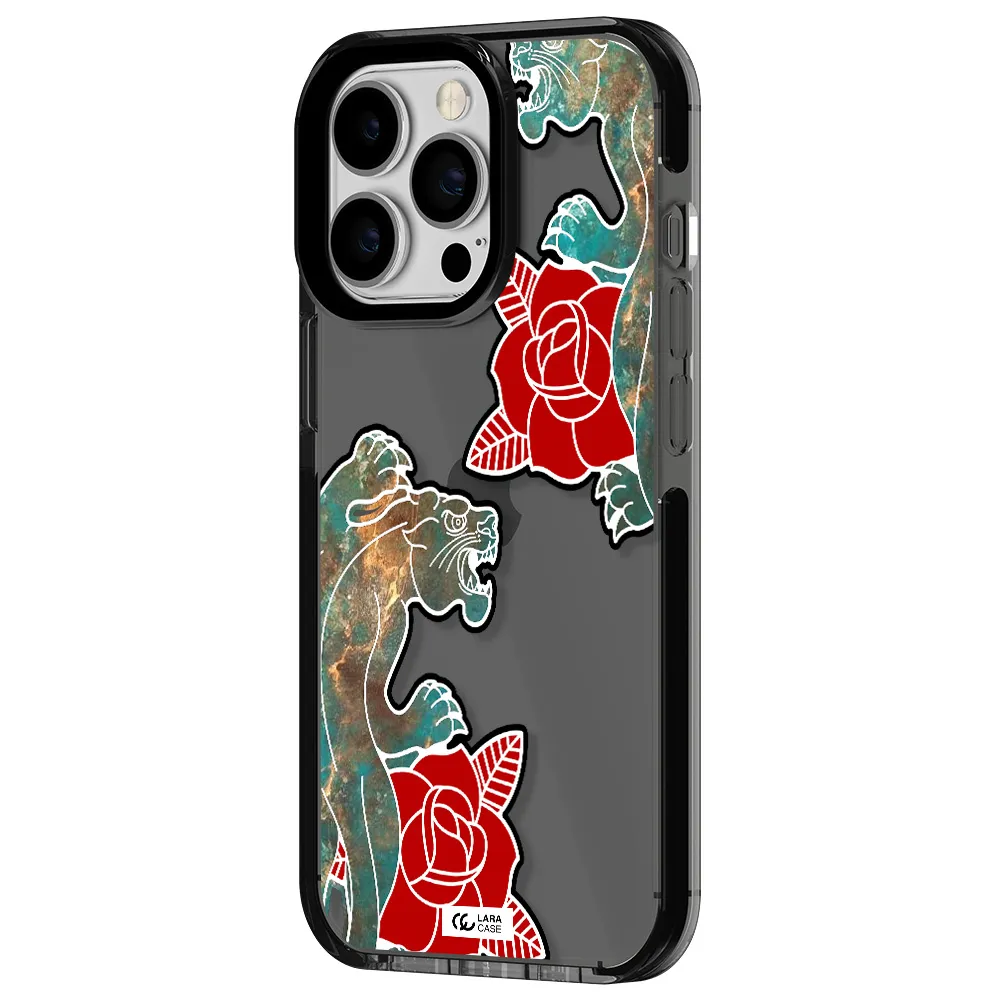 Black Panther Roses Apple iPhone 13 Pro impact Smoke Black Case