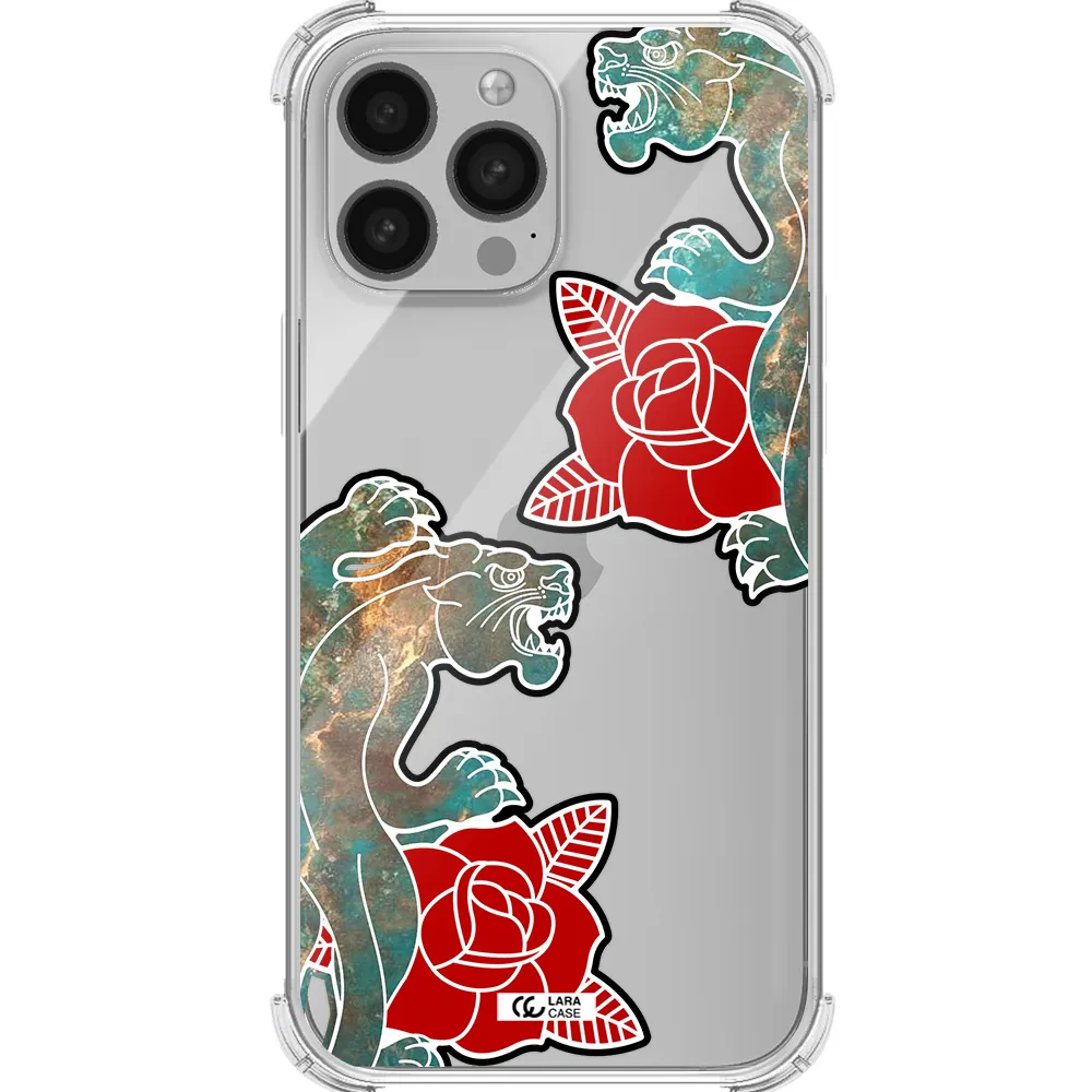 Black Panther Roses Apple iPhone 13 Pro Max Clear PC Case