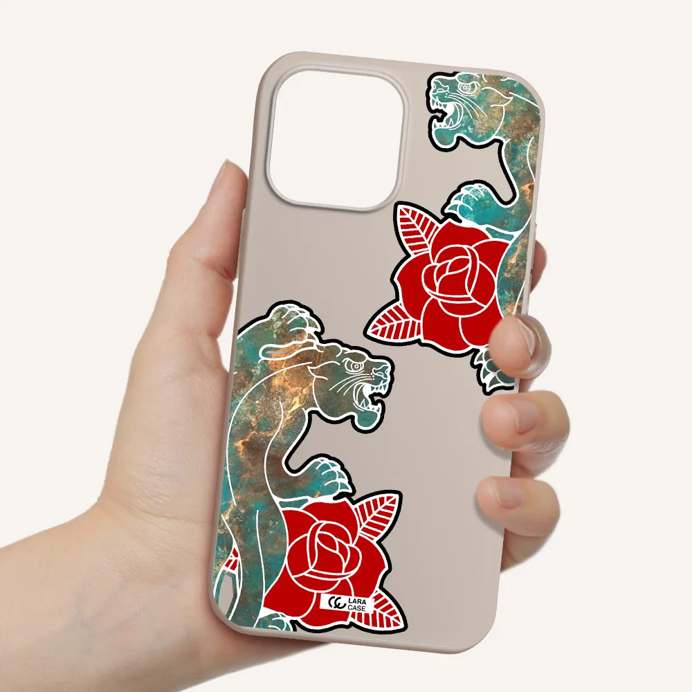 Black Panther Roses Apple iPhone 13 Pro Max Silicone Stone Case