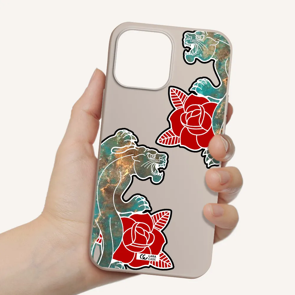 Black Panther Roses Apple iPhone 13 Pro Silicone Stone Case