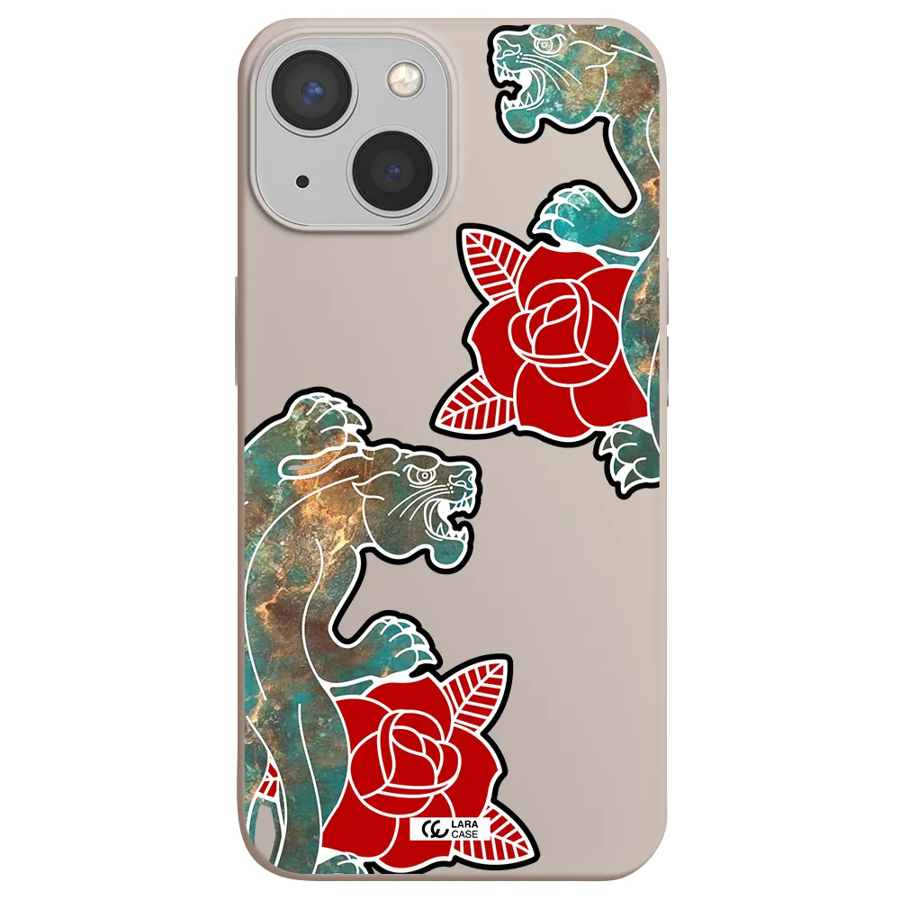 Black Panther Roses Apple iPhone 13 Silicone Stone Case