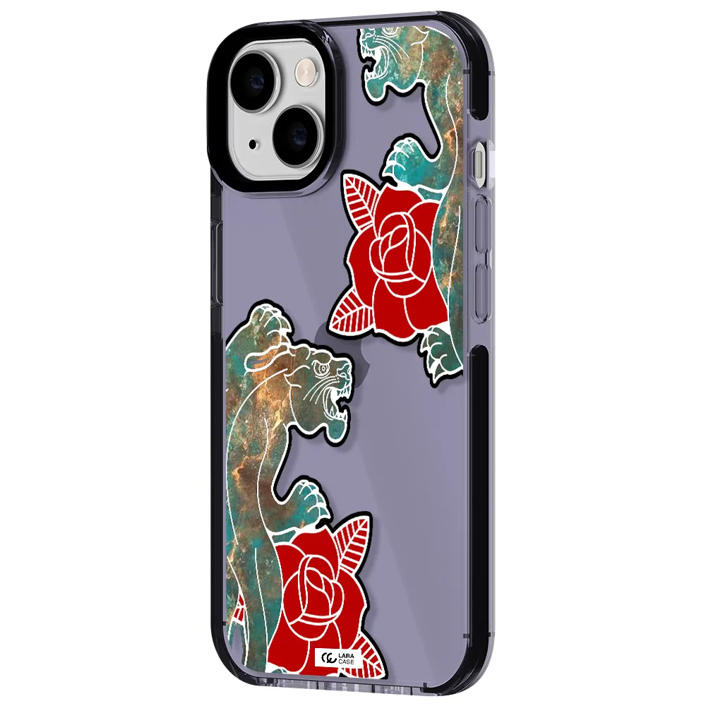Black Panther Roses Apple iPhone 14 impact Lilac Case
