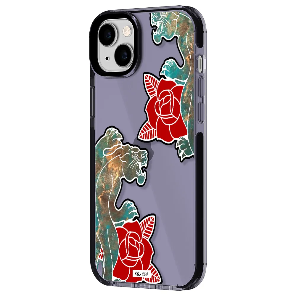 Black Panther Roses Apple iPhone 14 plus impact Lilac Case