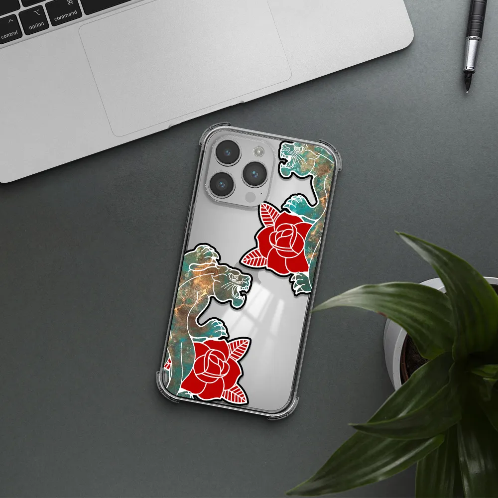 Black Panther Roses Apple iPhone 14 pro Clear PC Case