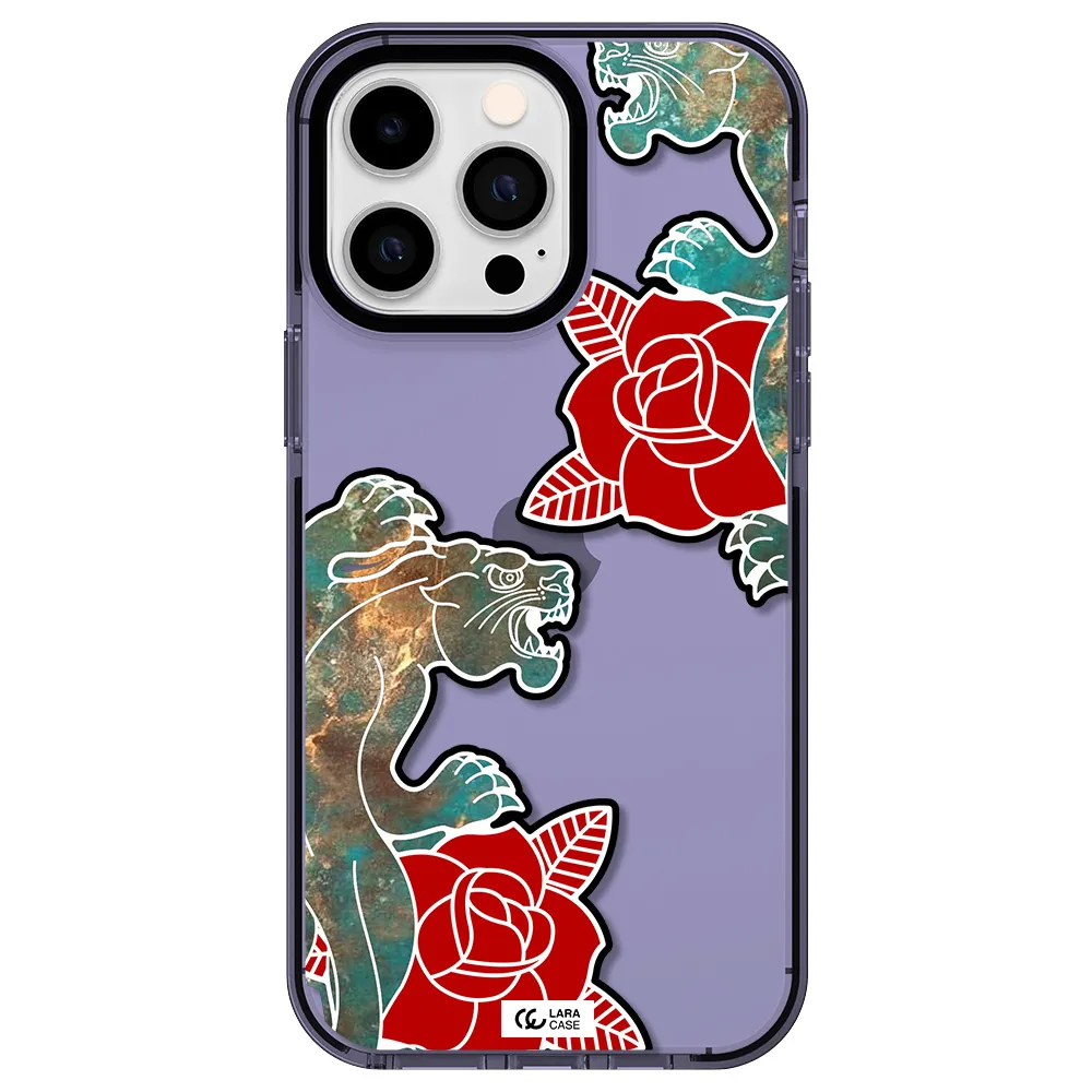 Black Panther Roses Apple iPhone 14 pro max impact Lilac Case