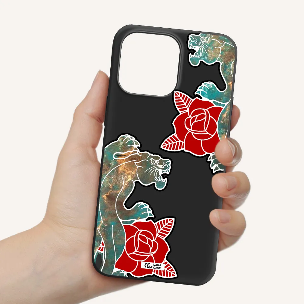 Black Panther Roses Apple iPhone 14 pro Silicone black Case