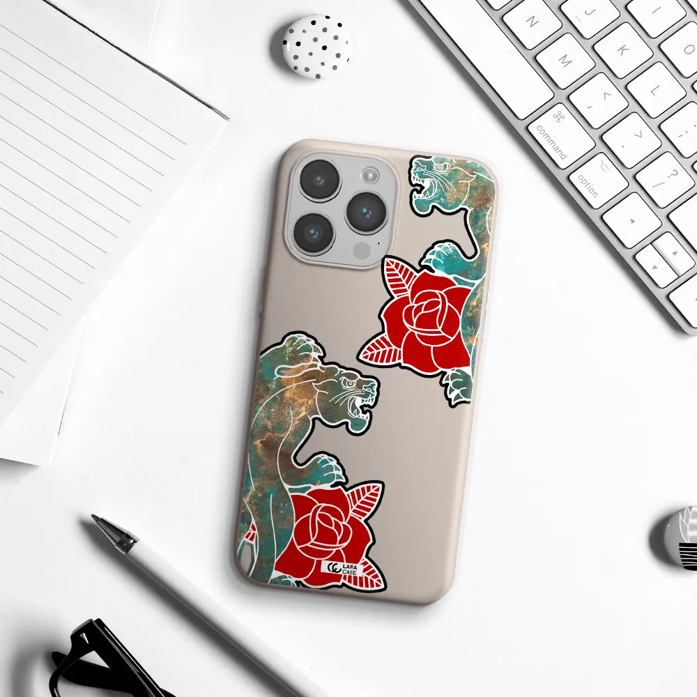 Black Panther Roses Apple iPhone 14 pro Silicone Stone Case