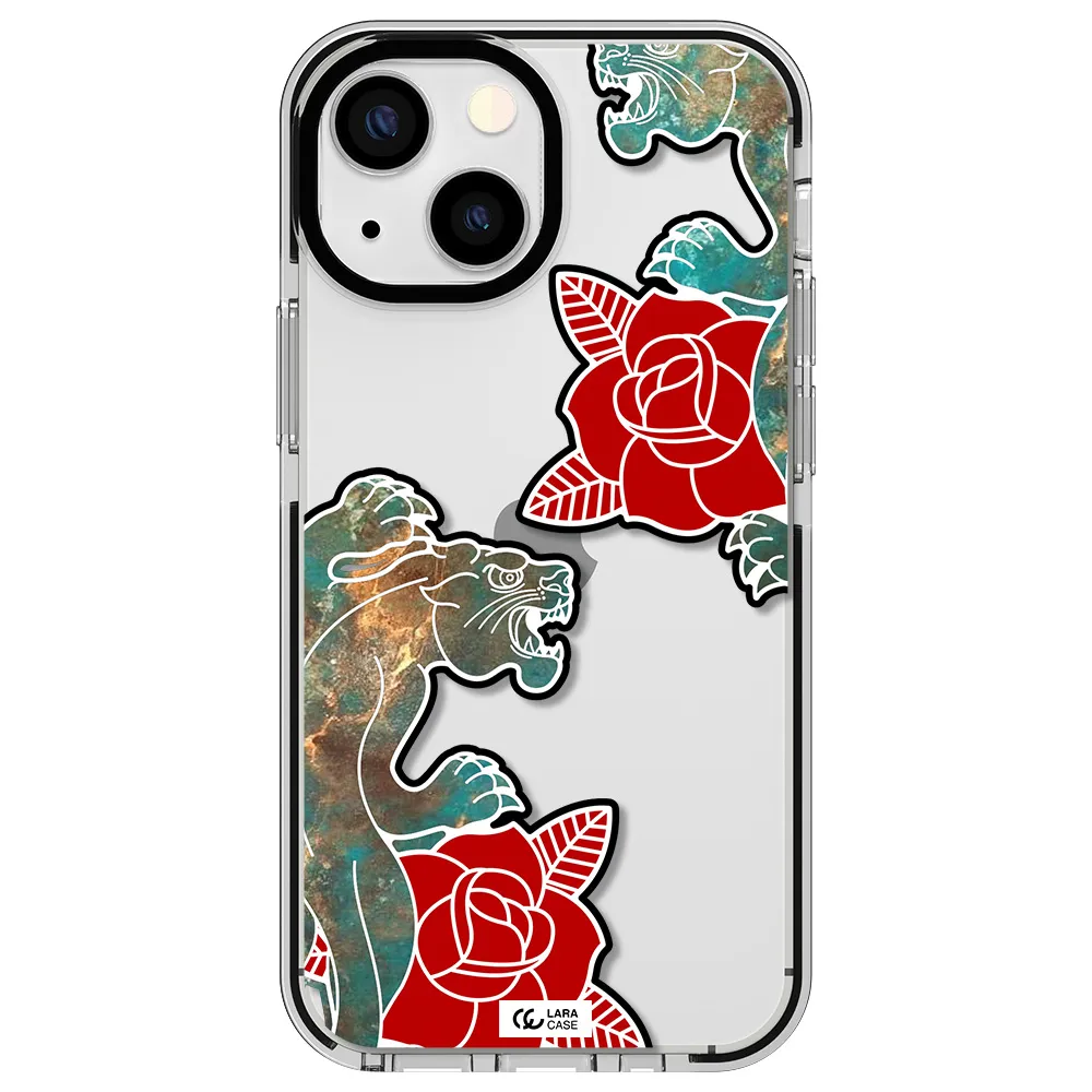 Black Panther Roses Apple iPhone 15 impact black border Case