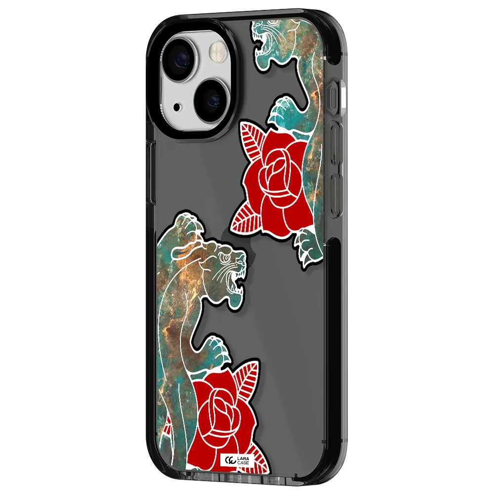 Black Panther Roses Apple iPhone 15 impact Smoke Black Case