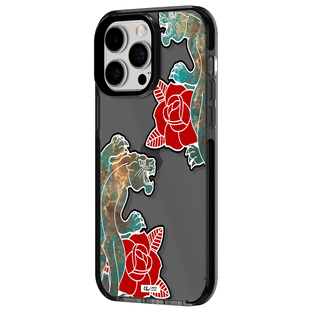 Black Panther Roses Apple iPhone 15 Pro Max impact Smoke Black Case
