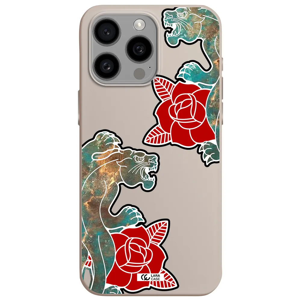 Black Panther Roses Apple Iphone 15 Pro max Silicone Stone Case