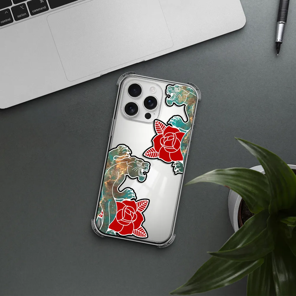 Black Panther Roses Apple Iphone 16 Pro Max Clear Pc Case