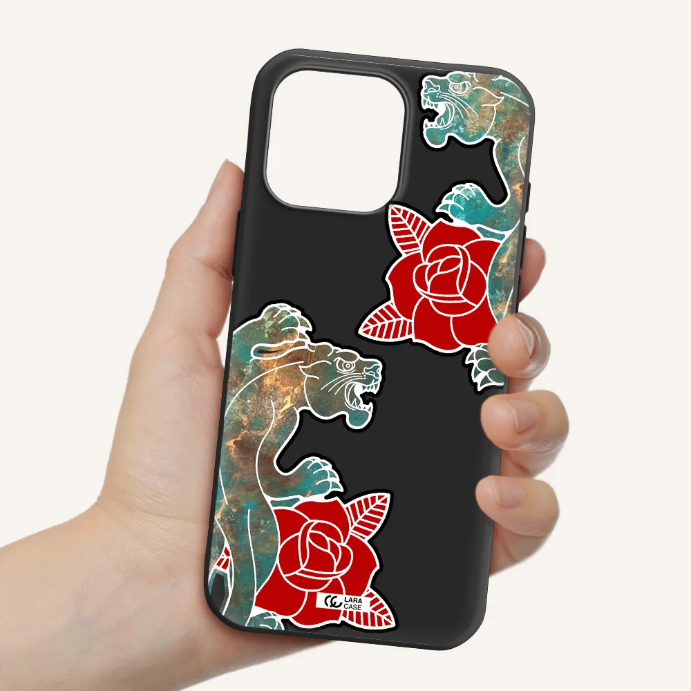 Black Panther Roses Apple Iphone 16 Pro Max Silicone Black Case