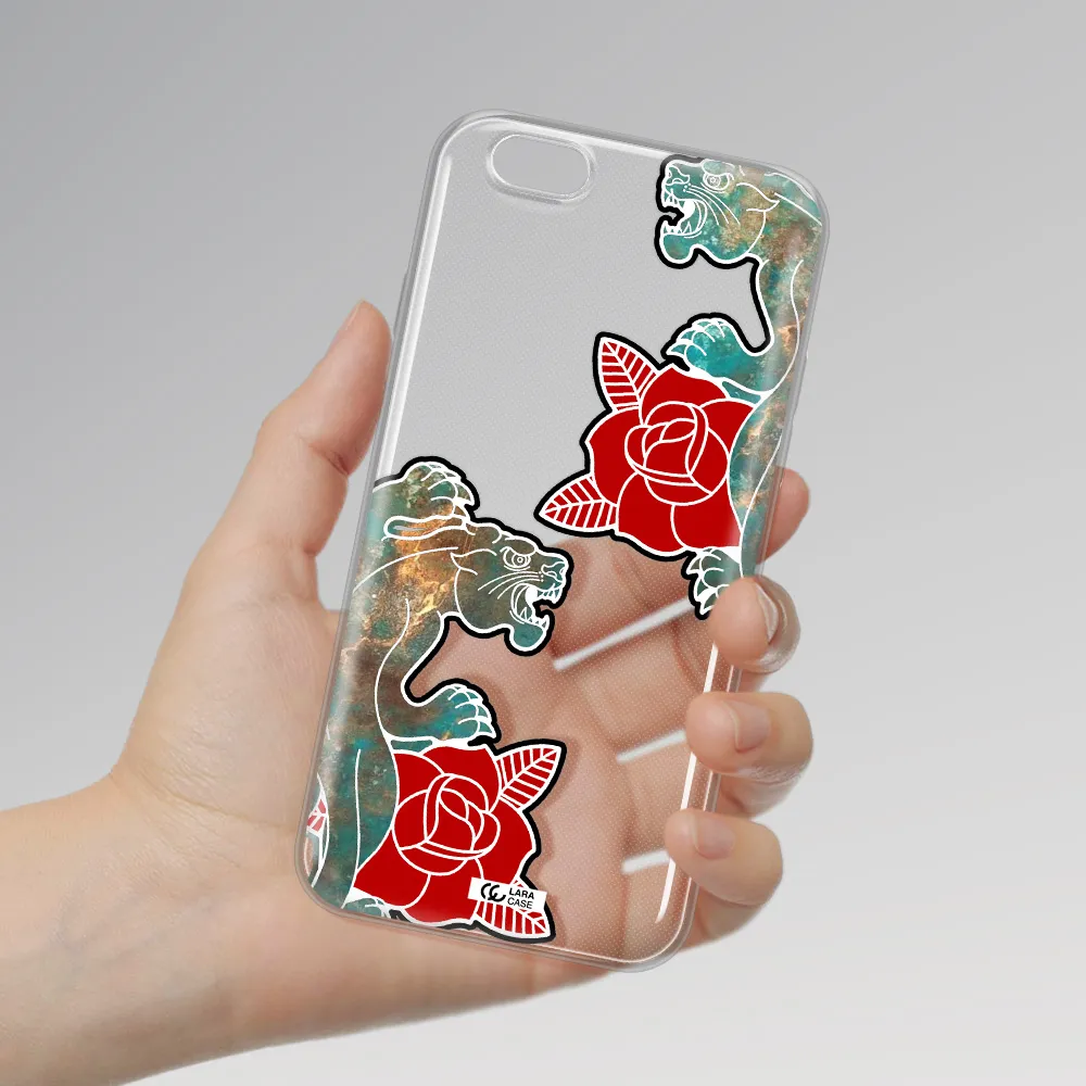 Black Panther Roses Apple iPhone 6 Clear TPU Case