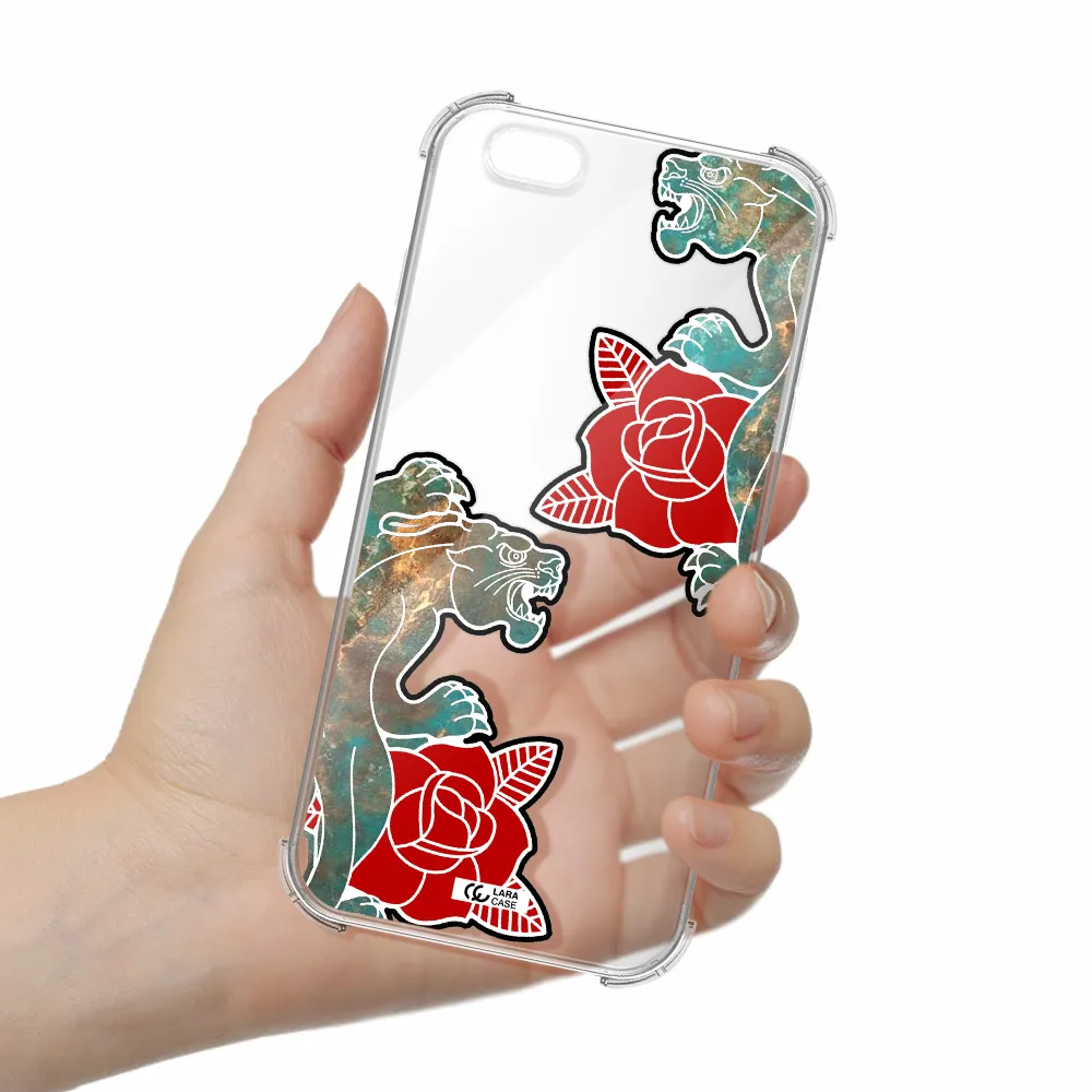 Black Panther Roses Apple iPhone 6 plus Clear PC Case