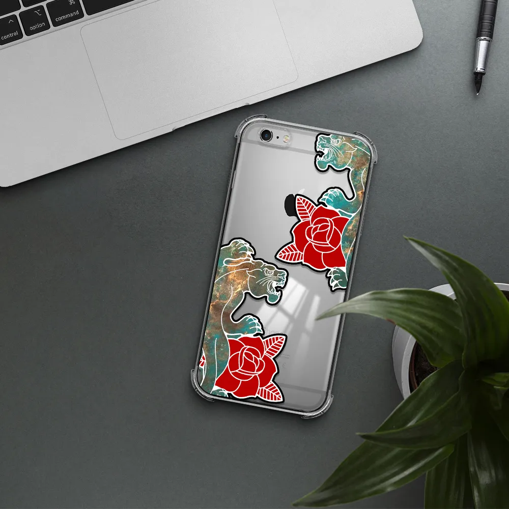 Black Panther Roses Apple iPhone 6 plus Clear PC Case