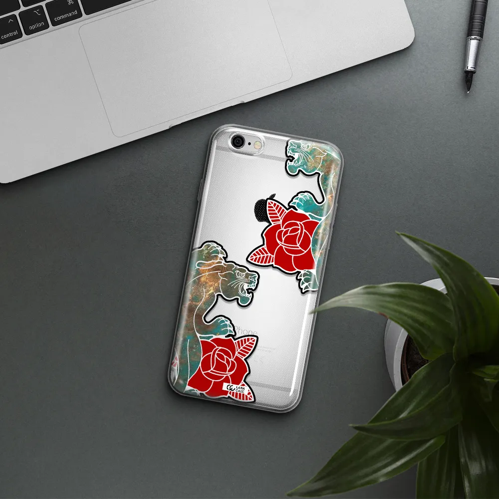 Black Panther Roses Apple iPhone 6 plus Clear TPU Case