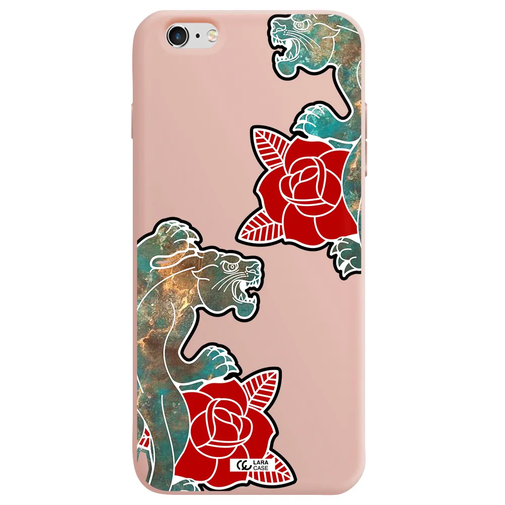 Black Panther Roses Apple iPhone 6 plus Silicone pastel pink Case