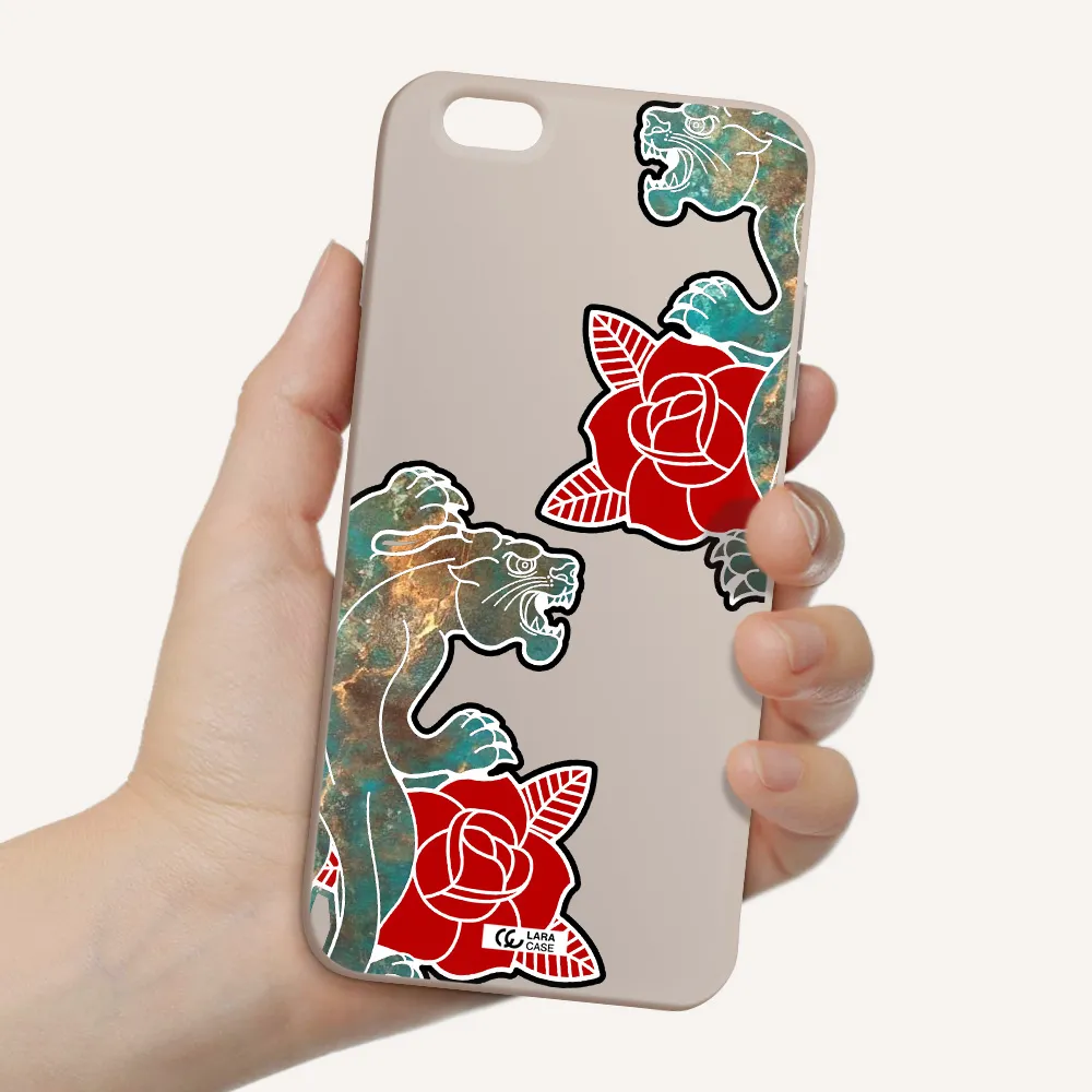Black Panther Roses Apple iPhone 6 plus Silicone Stone Case