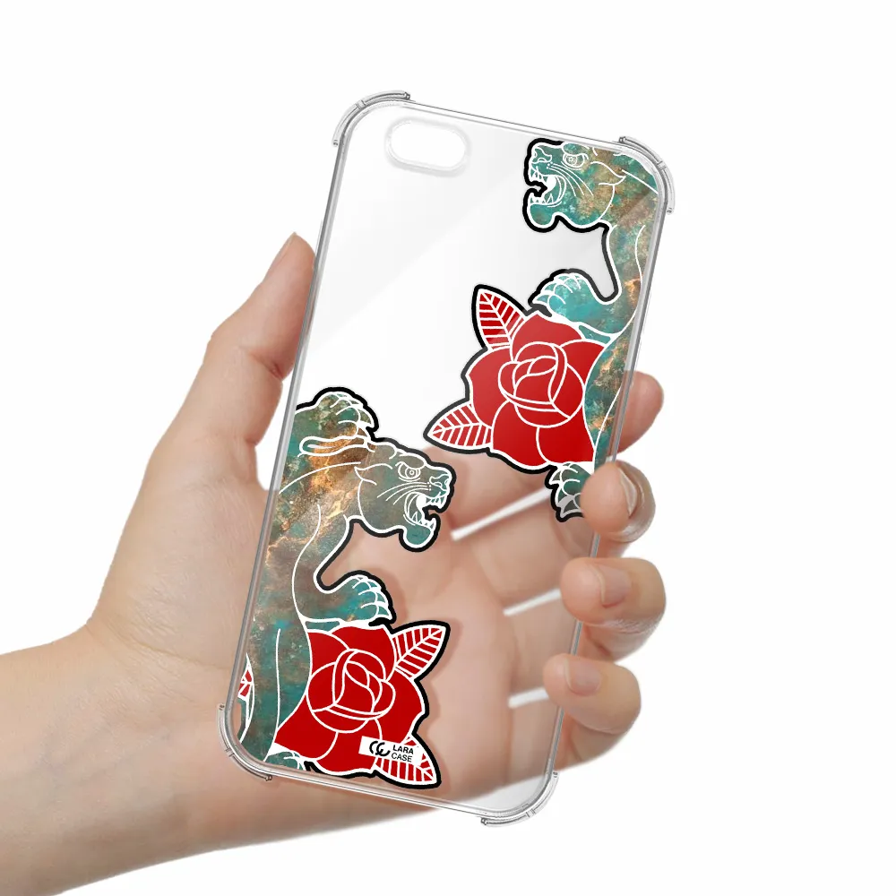 Black Panther Roses Apple iPhone 6 s plus Clear PC Case