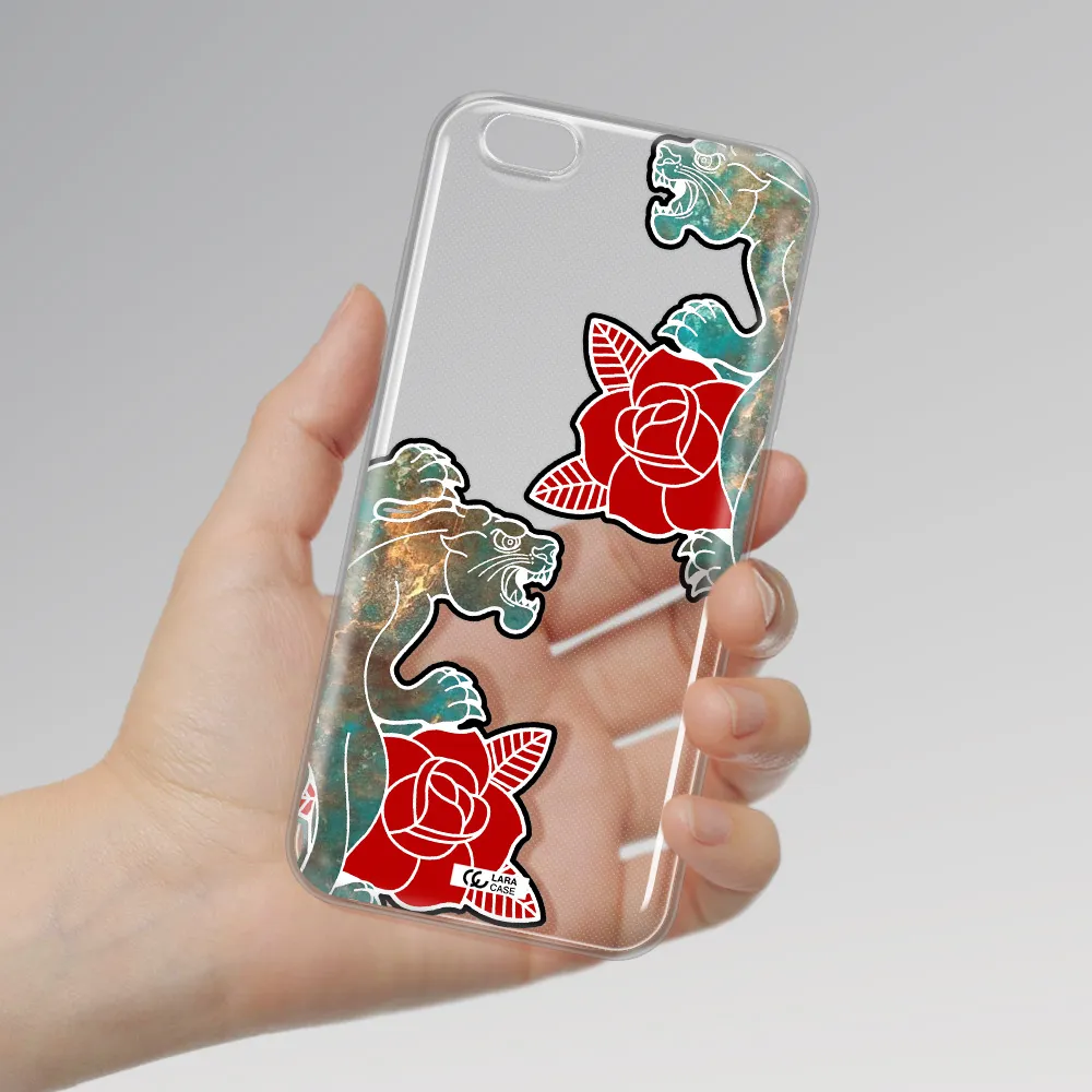 Black Panther Roses Apple iPhone 6 s plus Clear TPU Case