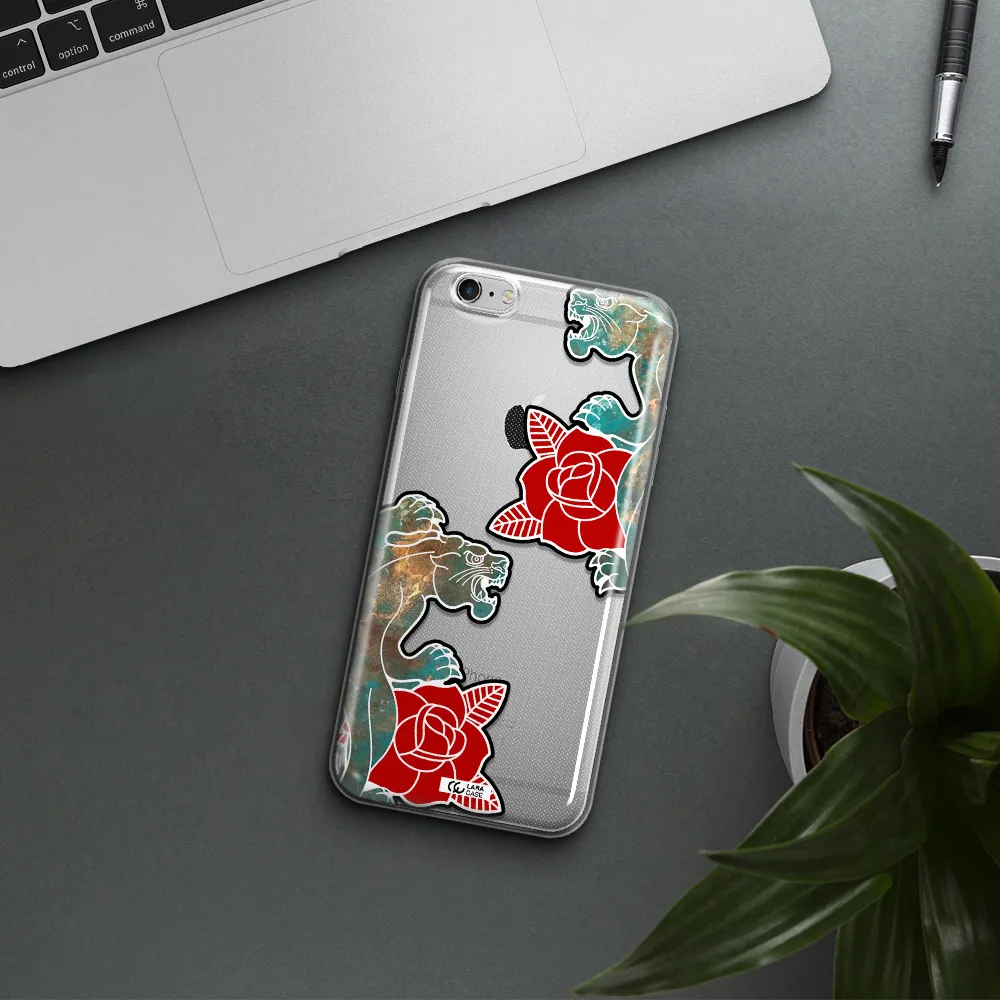 Black Panther Roses Apple iPhone 6 s plus Clear TPU Case