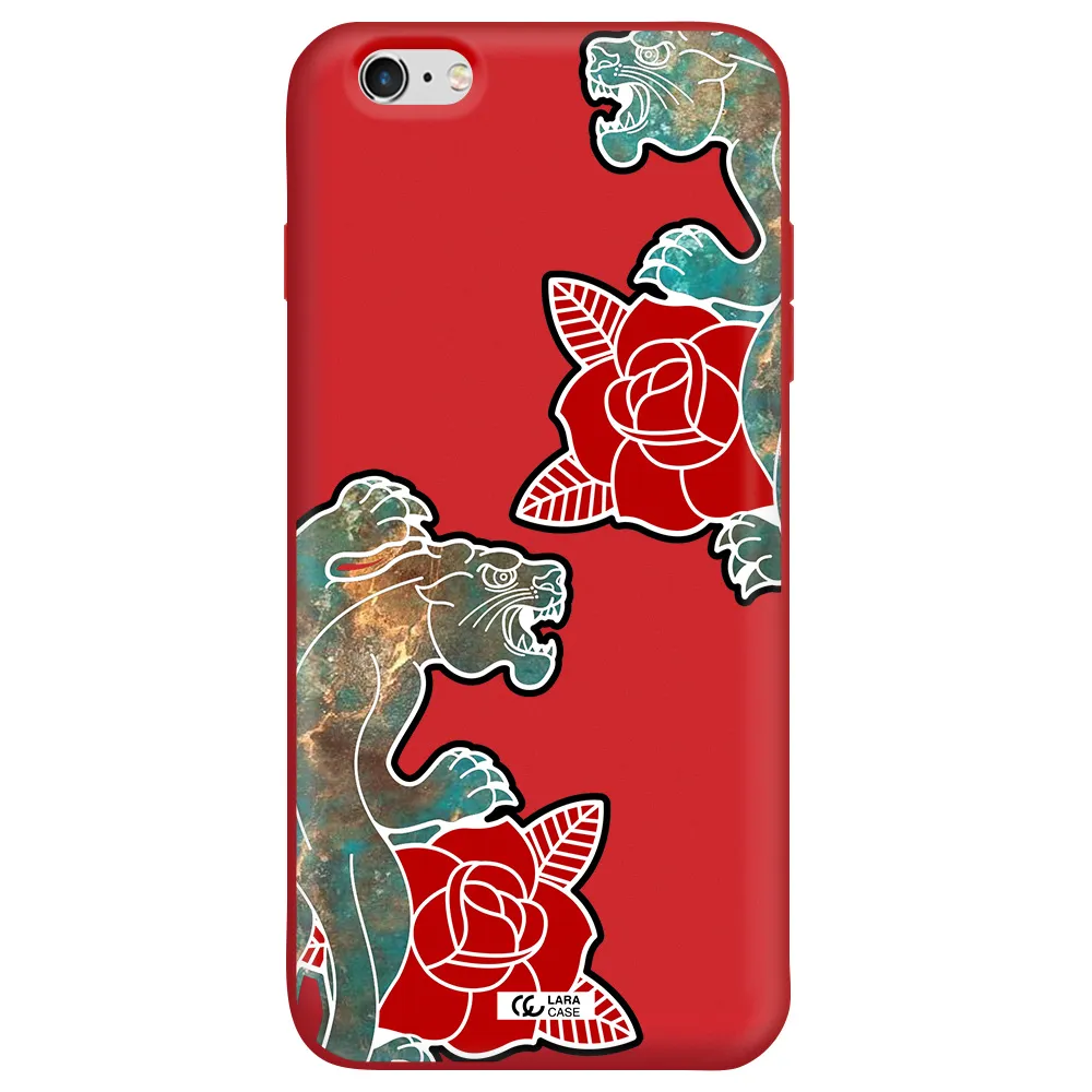 Black Panther Roses Apple iPhone 6 s plus Silicone Imperial Red Case