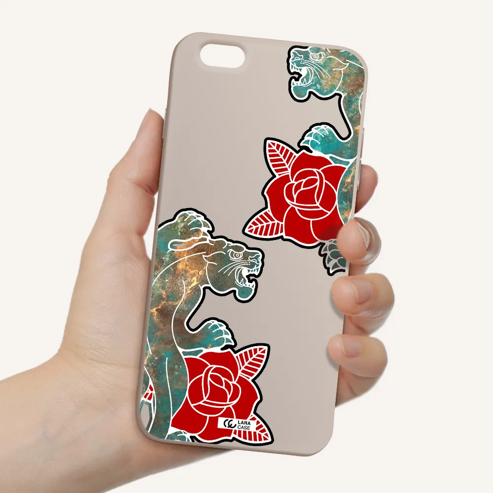 Black Panther Roses Apple iPhone 6 s plus Silicone Stone Case