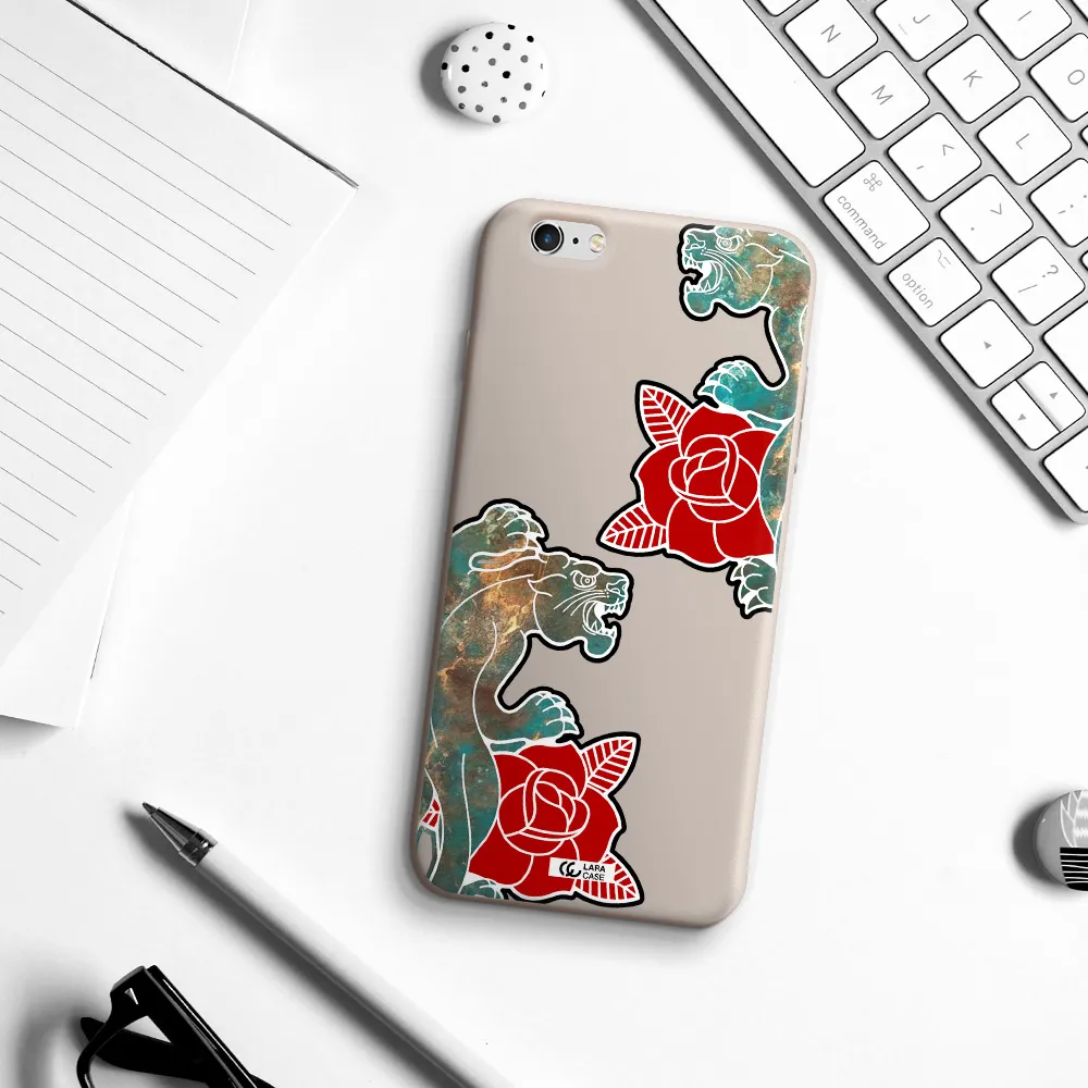 Black Panther Roses Apple iPhone 6 s plus Silicone Stone Case