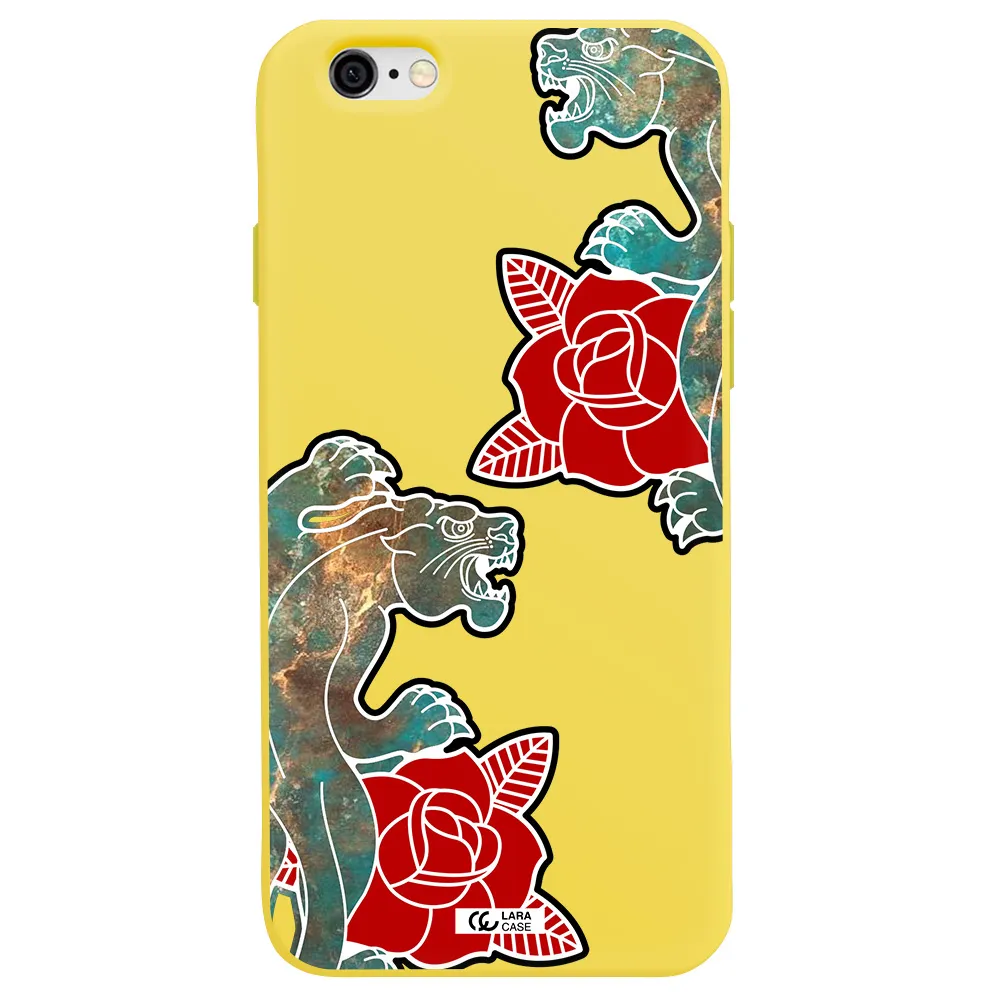 Black Panther Roses Apple iPhone 6 Silicone canary yellow Case