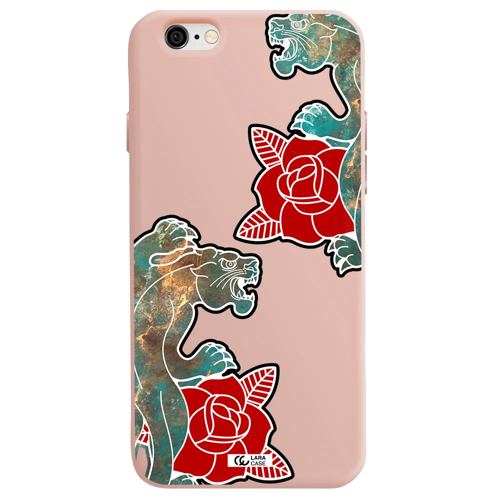 Black Panther Roses Apple iPhone 6 Silicone pastel pink Case