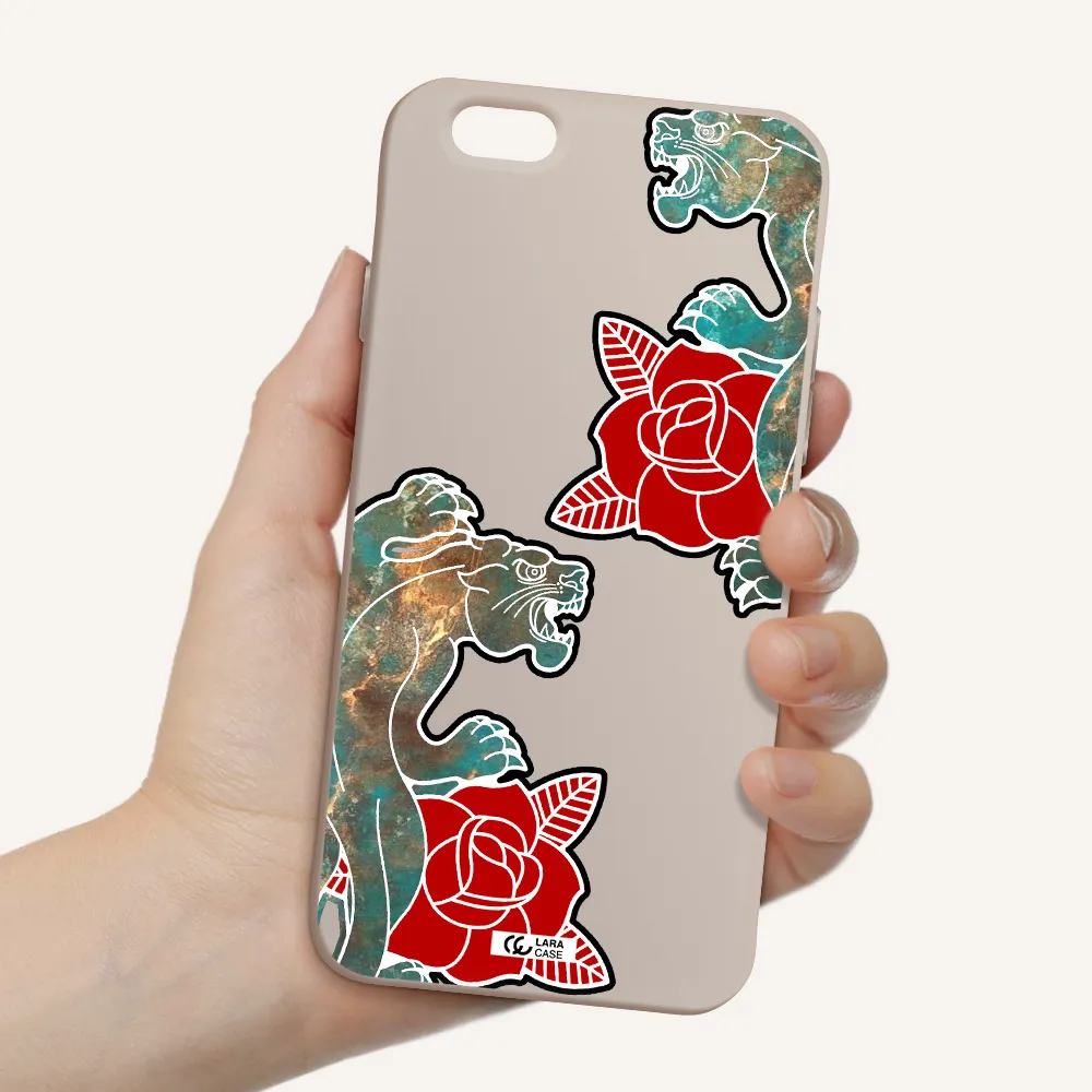 Black Panther Roses Apple iPhone 6 Silicone Stone Case