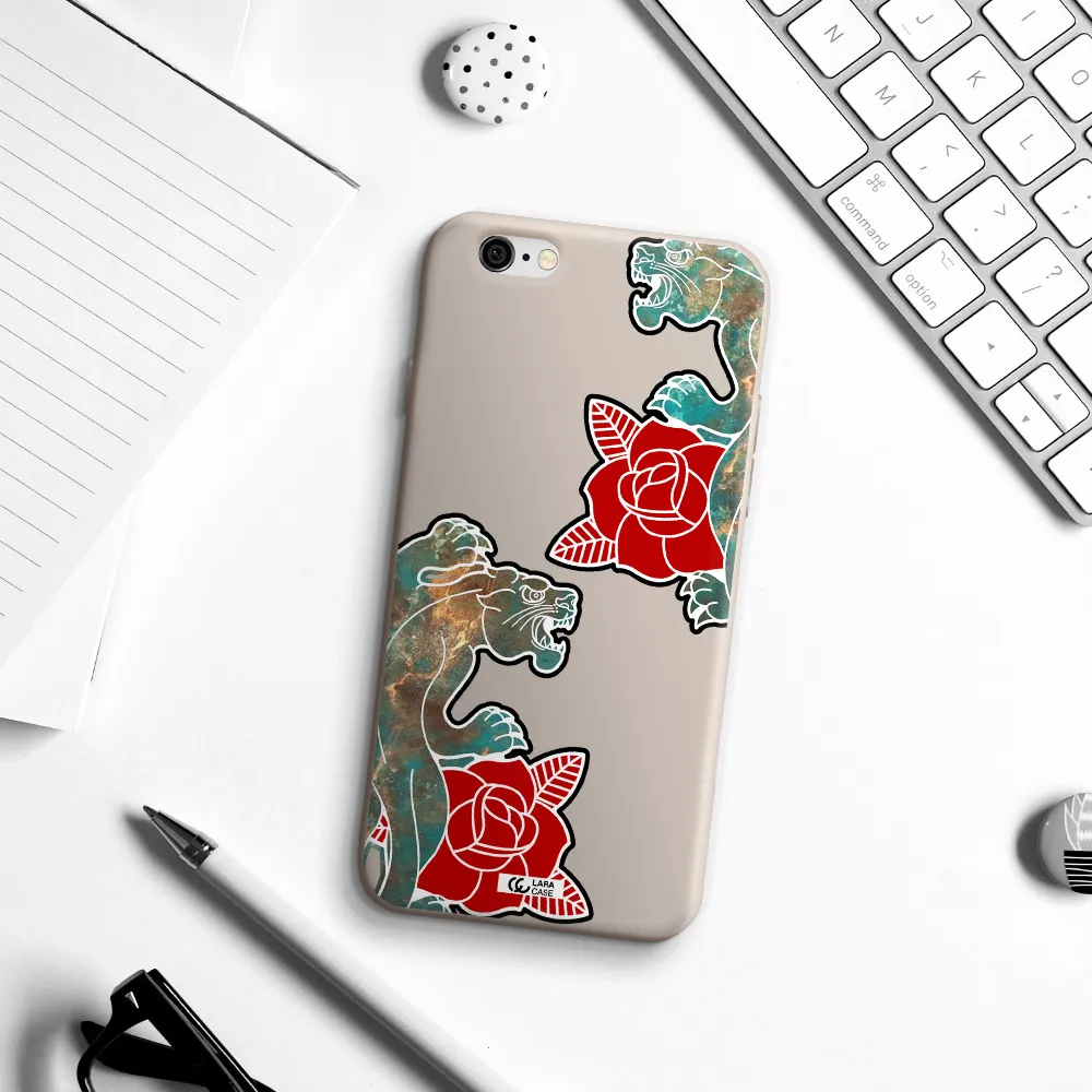 Black Panther Roses Apple iPhone 6 Silicone Stone Case