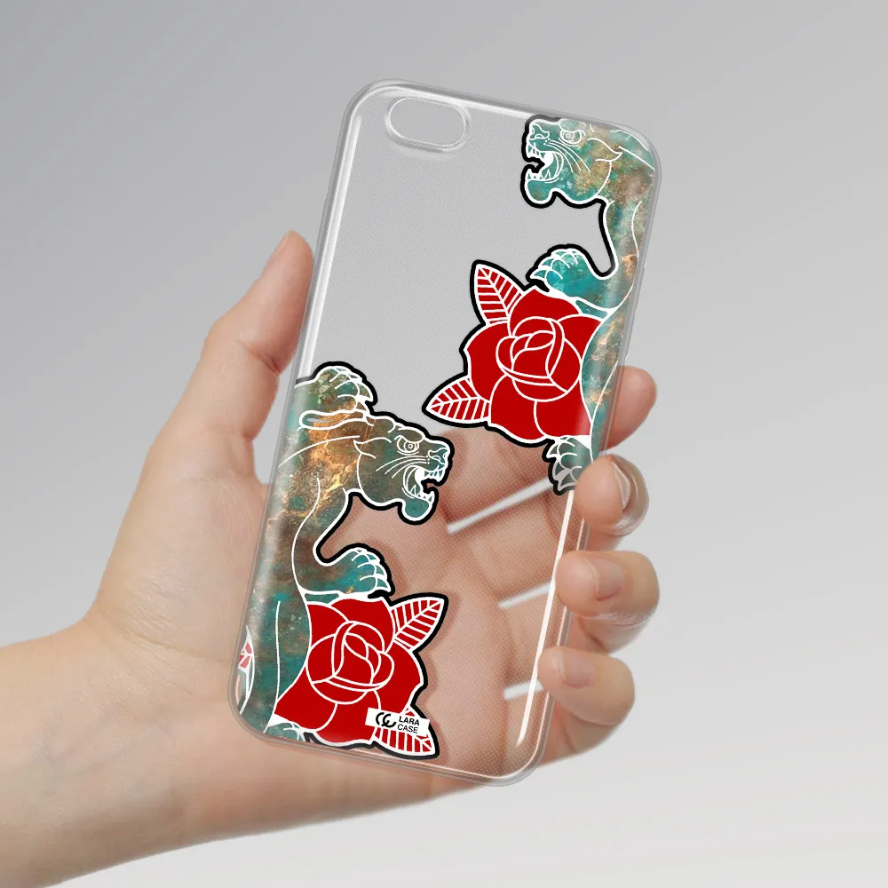 Black Panther Roses Apple iPhone 6S Clear TPU Case