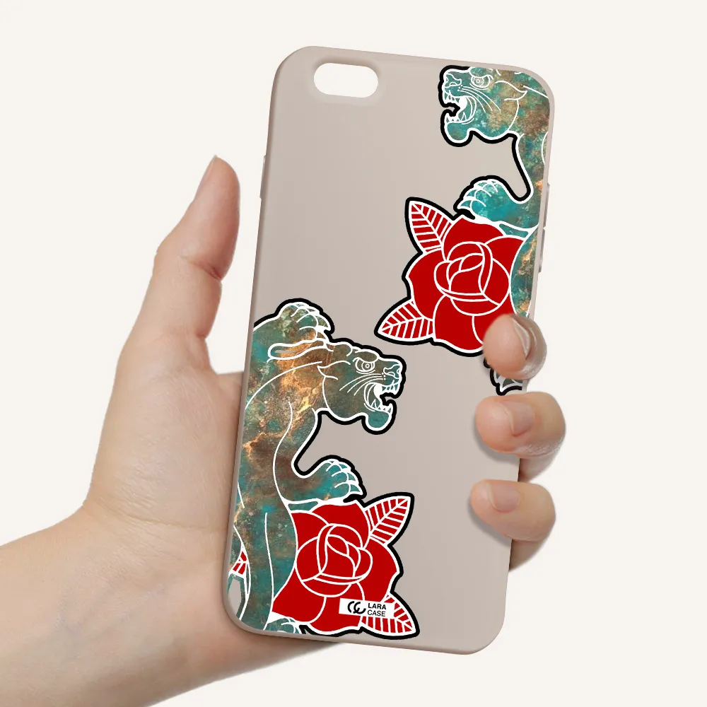 Black Panther Roses Apple iPhone 6S Silicone Stone Case