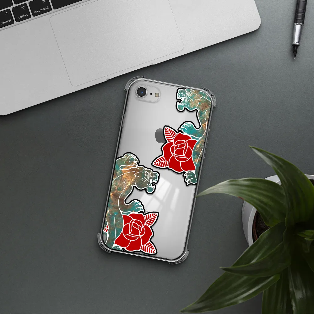 Black Panther Roses Apple iPhone 7 Clear PC Case