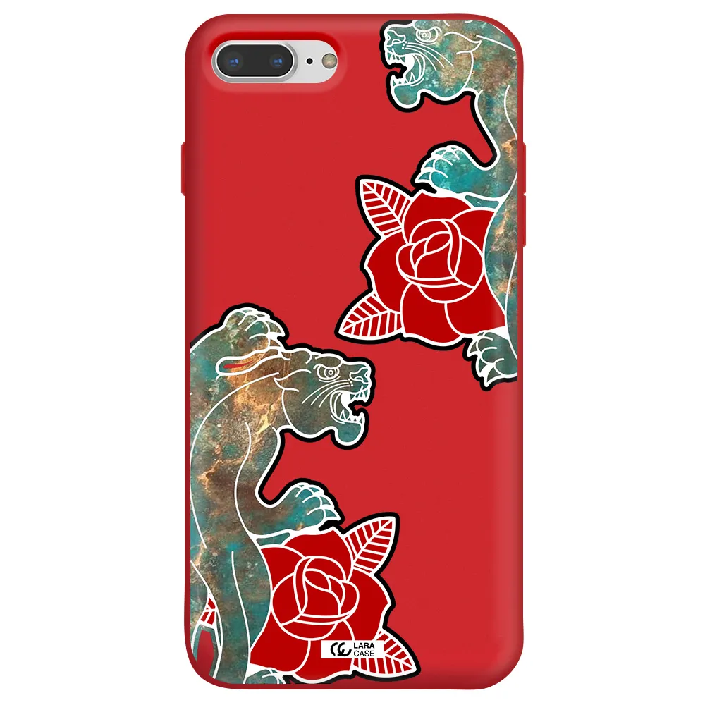 Black Panther Roses Apple iPhone 7 plus Silicone Imperial Red Case