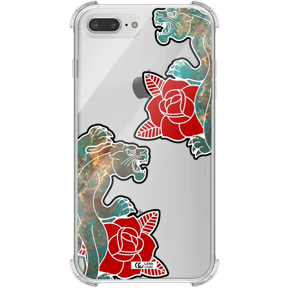 Black Panther Roses Apple iPhone 8 plus Clear PC Case