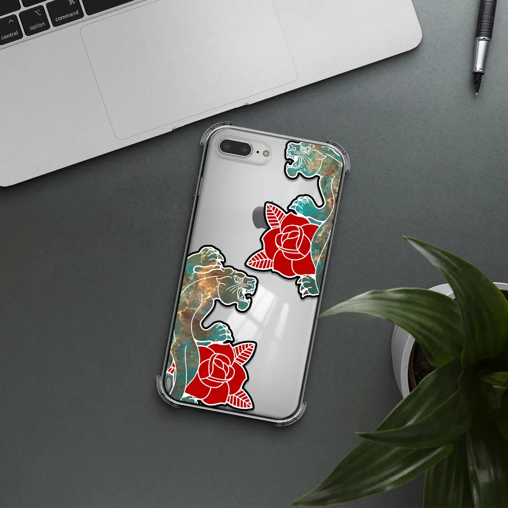 Black Panther Roses Apple iPhone 8 plus Clear PC Case