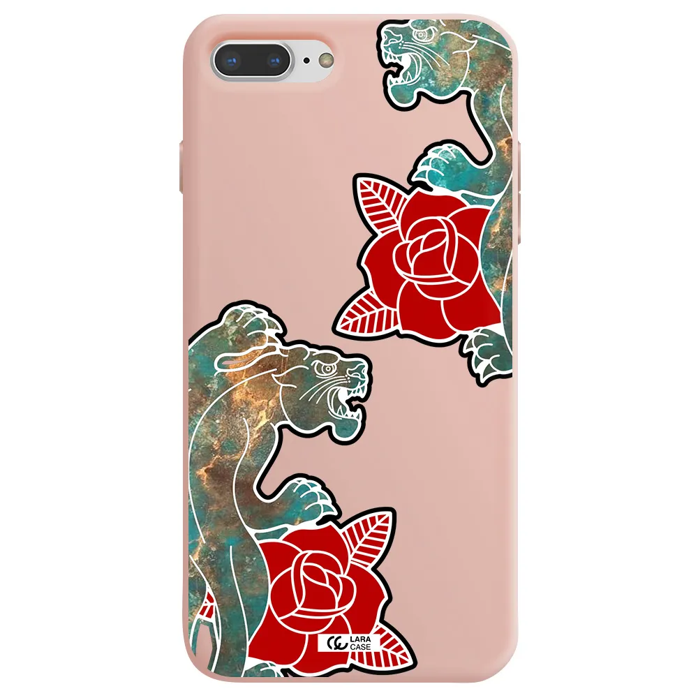 Black Panther Roses Apple iPhone 8 plus Silicone pastel pink Case
